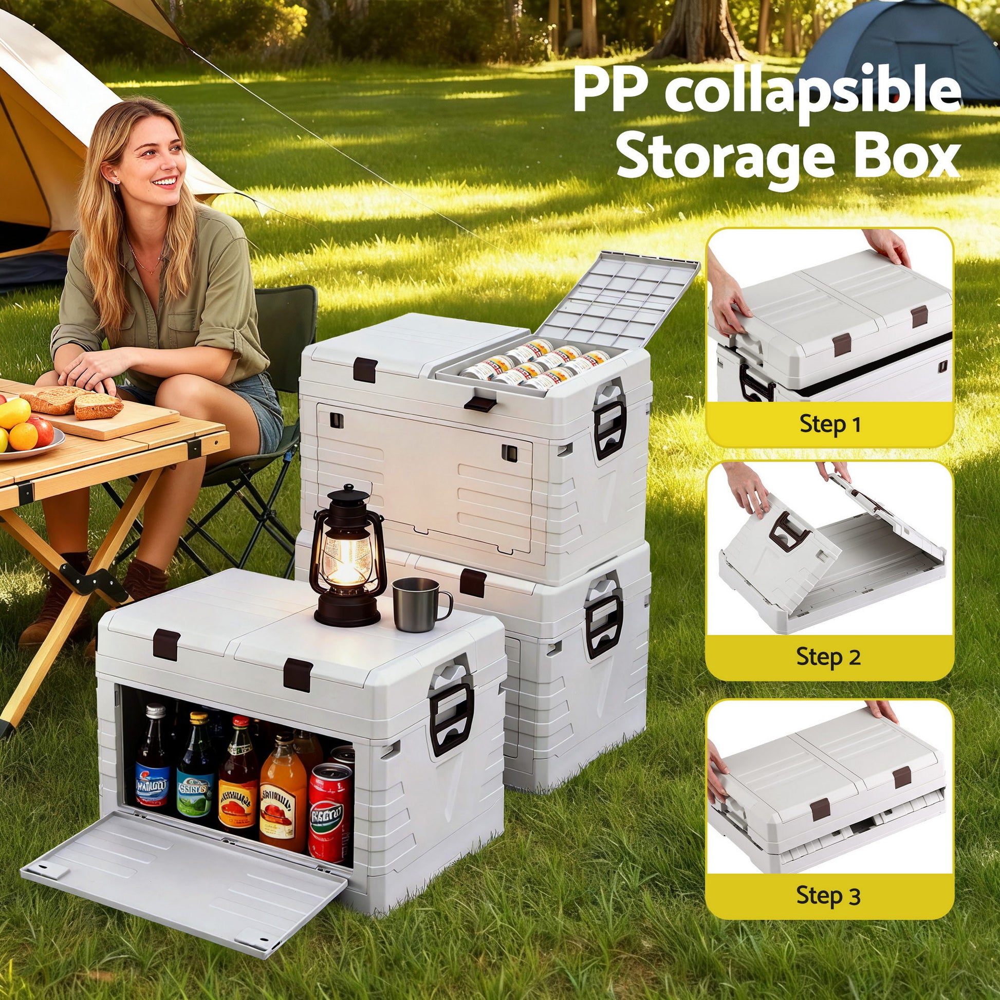 Gardeon 60L Outdoor Storage Box Foldable Camping Collapsible Bins Organizer - Factory Direct Shop