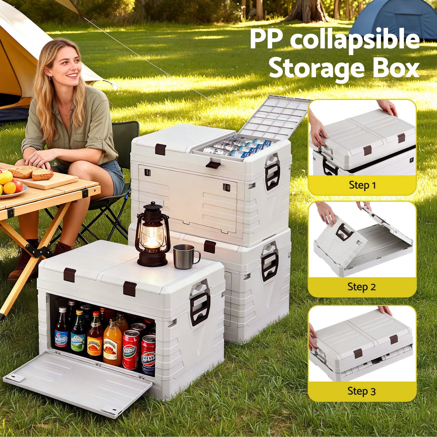 Gardeon 80L Outdoor Storage Box Foldable Camping Collapsible Bins Organizer - Factory Direct Shop