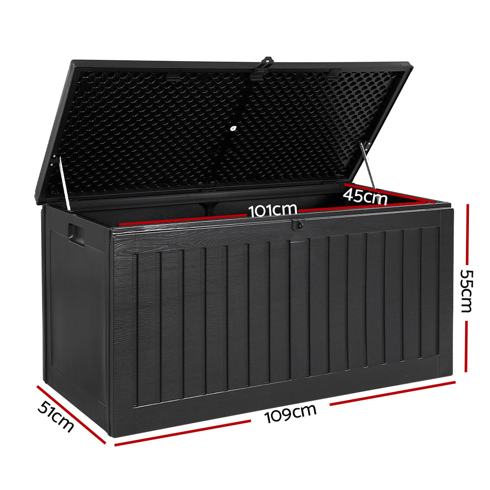 Outdoor Storage Box Container Garden Toy Indoor Tool Chest Sheds 270L Black