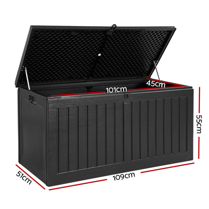 Outdoor Storage Box Container Garden Toy Indoor Tool Chest Sheds 270L Black