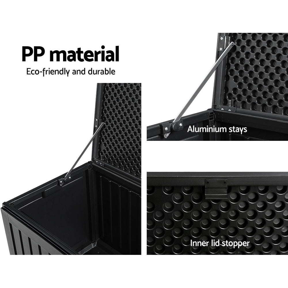 Outdoor Storage Box Container Garden Toy Indoor Tool Chest Sheds 270L Black