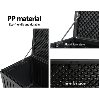 Outdoor Storage Box Container Garden Toy Indoor Tool Chest Sheds 270L Black