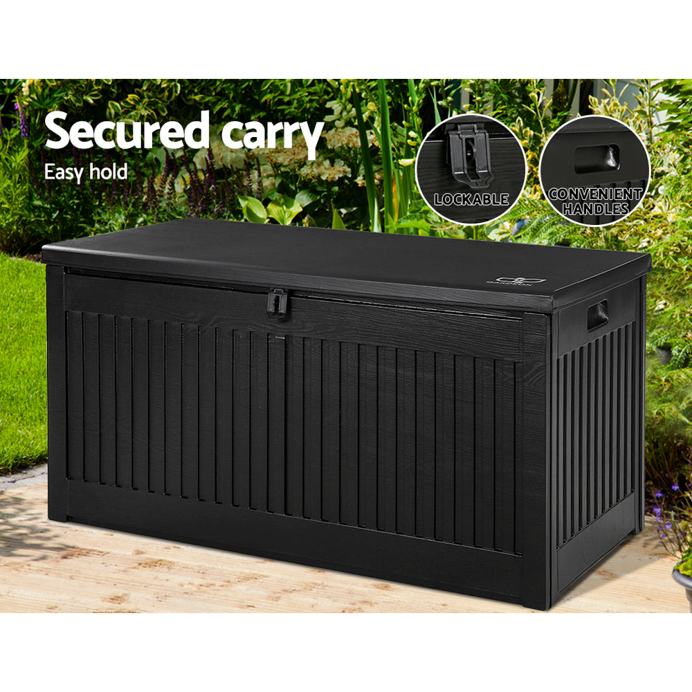 Outdoor Storage Box Container Garden Toy Indoor Tool Chest Sheds 270L Black