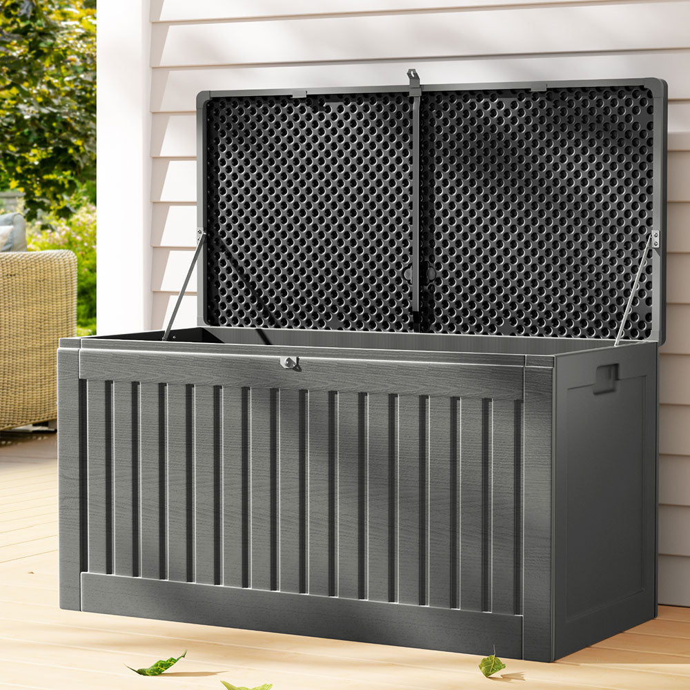 Outdoor Storage Box Container Garden Toy Indoor Tool Chest Sheds 270L Dark Grey