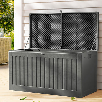 Outdoor Storage Box Container Garden Toy Indoor Tool Chest Sheds 270L Dark Grey