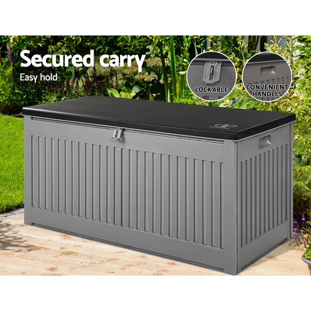 Outdoor Storage Box Container Garden Toy Indoor Tool Chest Sheds 270L Dark Grey
