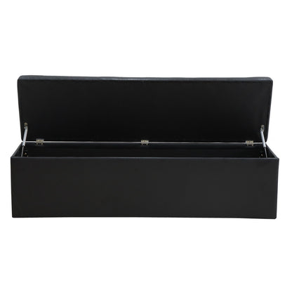 Artiss Storage Ottoman Blanket Box Black LARGE Leather Rest Chest Toy Foot Stool