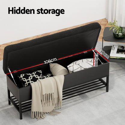 Artiss Storage Ottoman Blanket Box 110cm Boucle Shelf