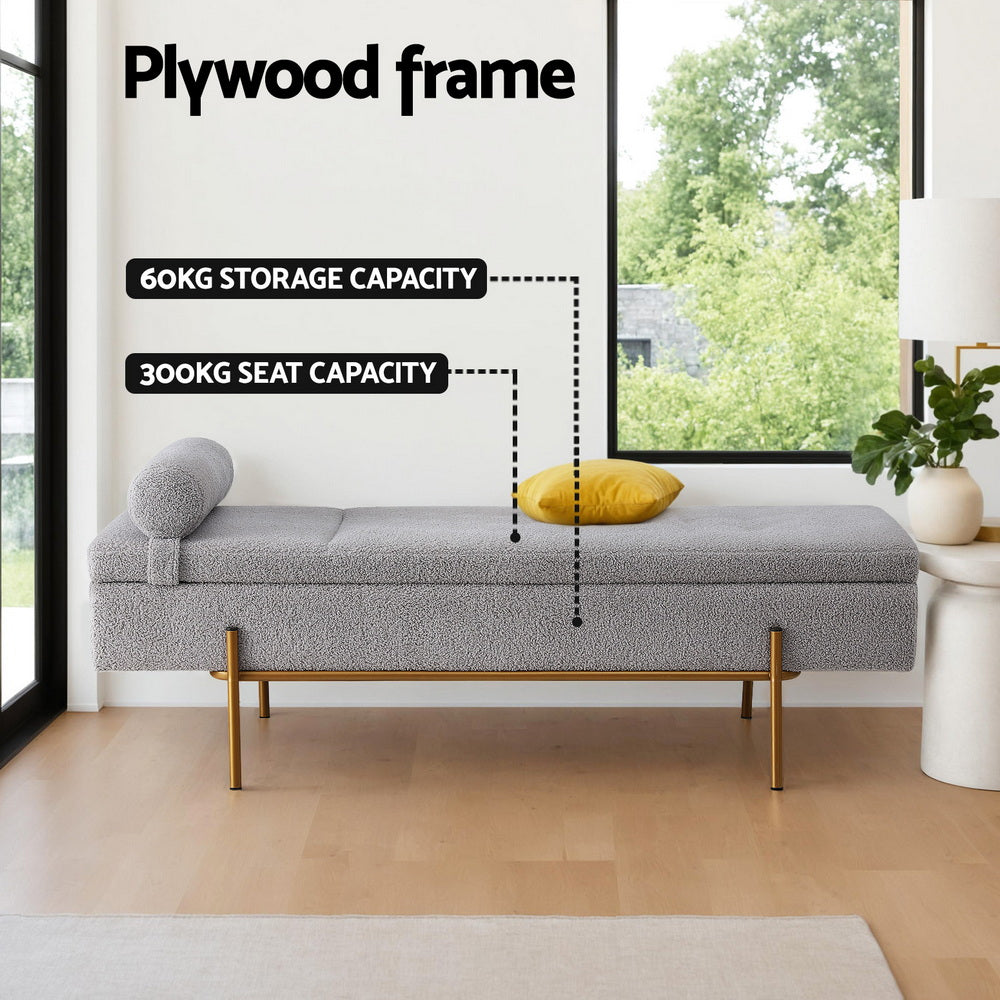 Artiss Storage Ottoman Bed 140cm Pillow Foot Stool