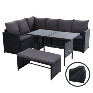 Outdoor Dining Table Set-9-Seater-Black