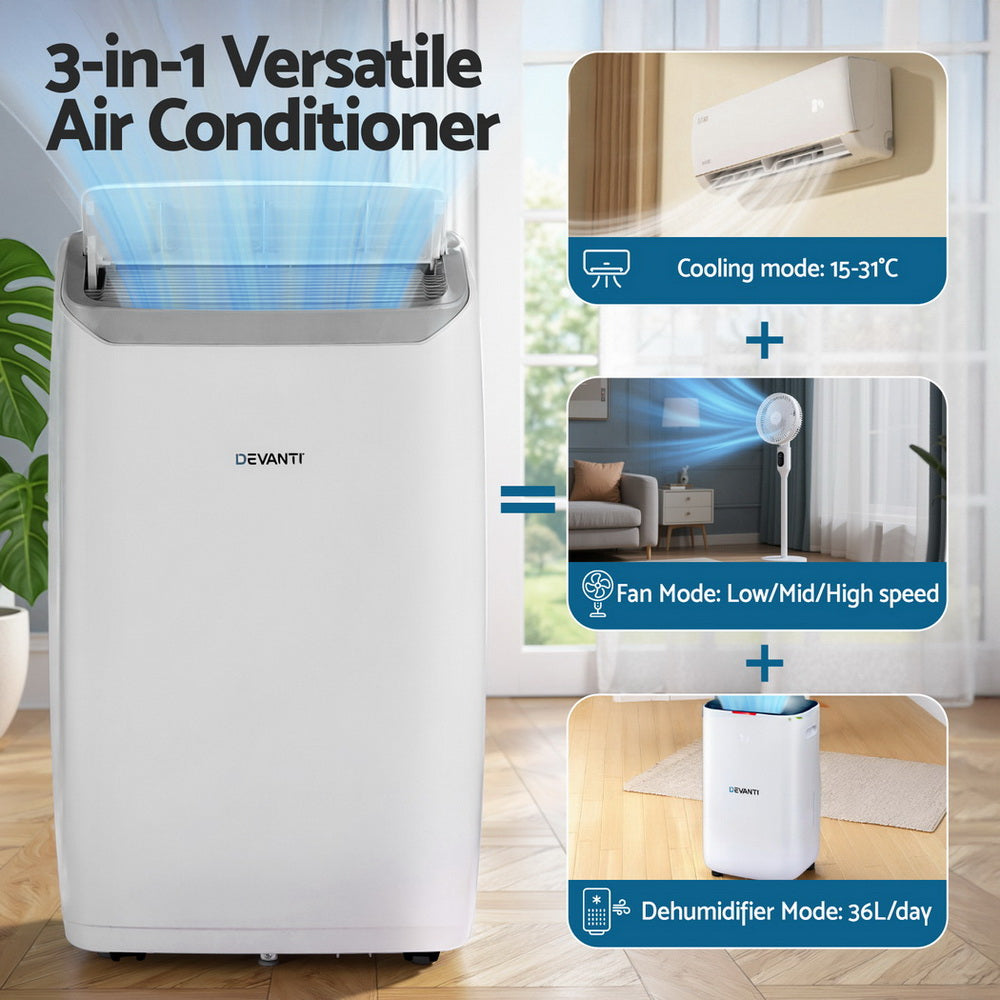 3-in-1 Versatile Air Conditioner with multiple modes on a white background