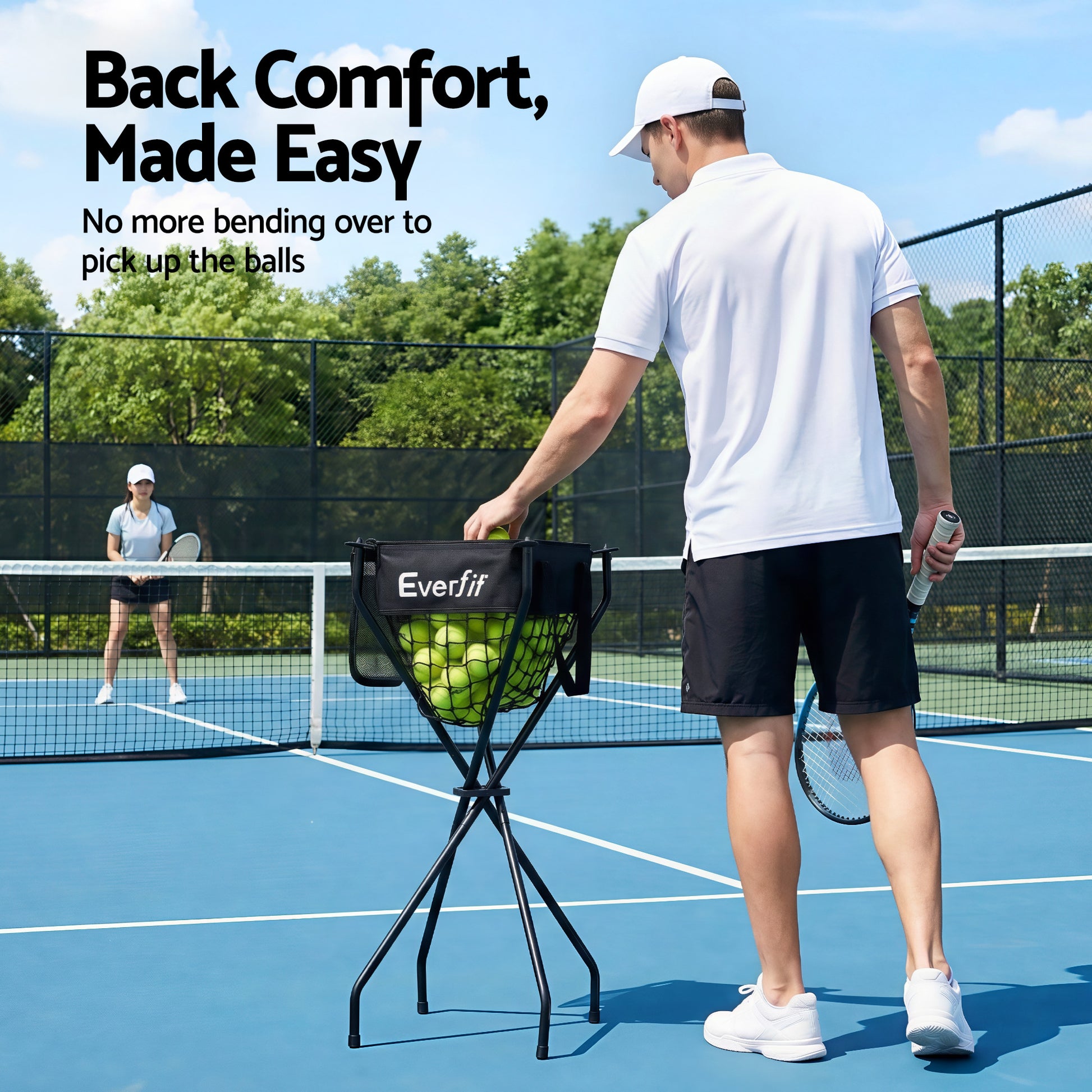 Everfit Portable Ball Cart Foldable Pickleball Tennis Baseball Softball - Factory Direct Shop