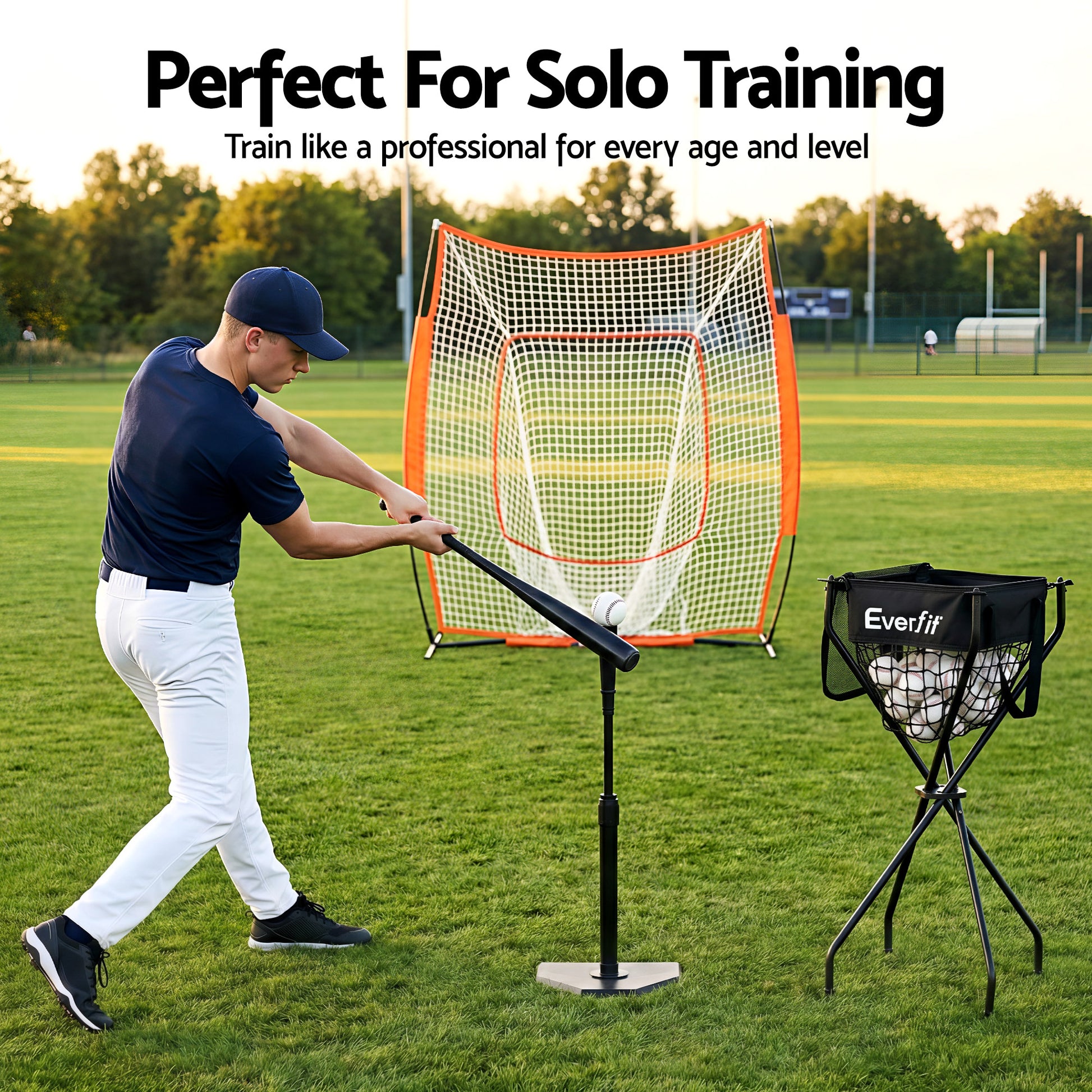 Everfit Portable Ball Cart Foldable Pickleball Tennis Baseball Softball - Factory Direct Shop