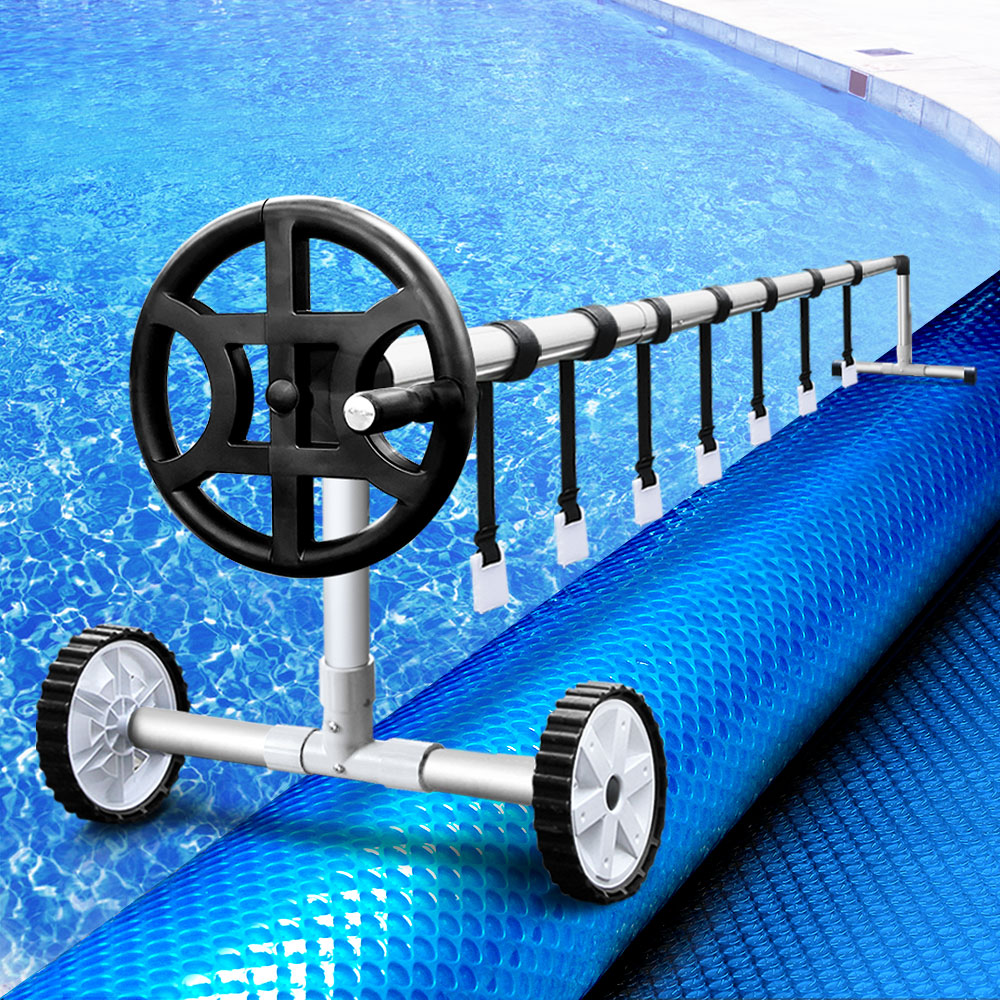 Aqua buddy Swimming Pool Cover with Roller Wheel Solar Blanket Adjustable 10 X 4m