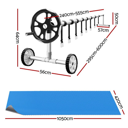 Aqua Buddy Pool Cover 600 Micron Solar Heat Blanket LDPE 10.5x4.2m w/ 5.55m Roller