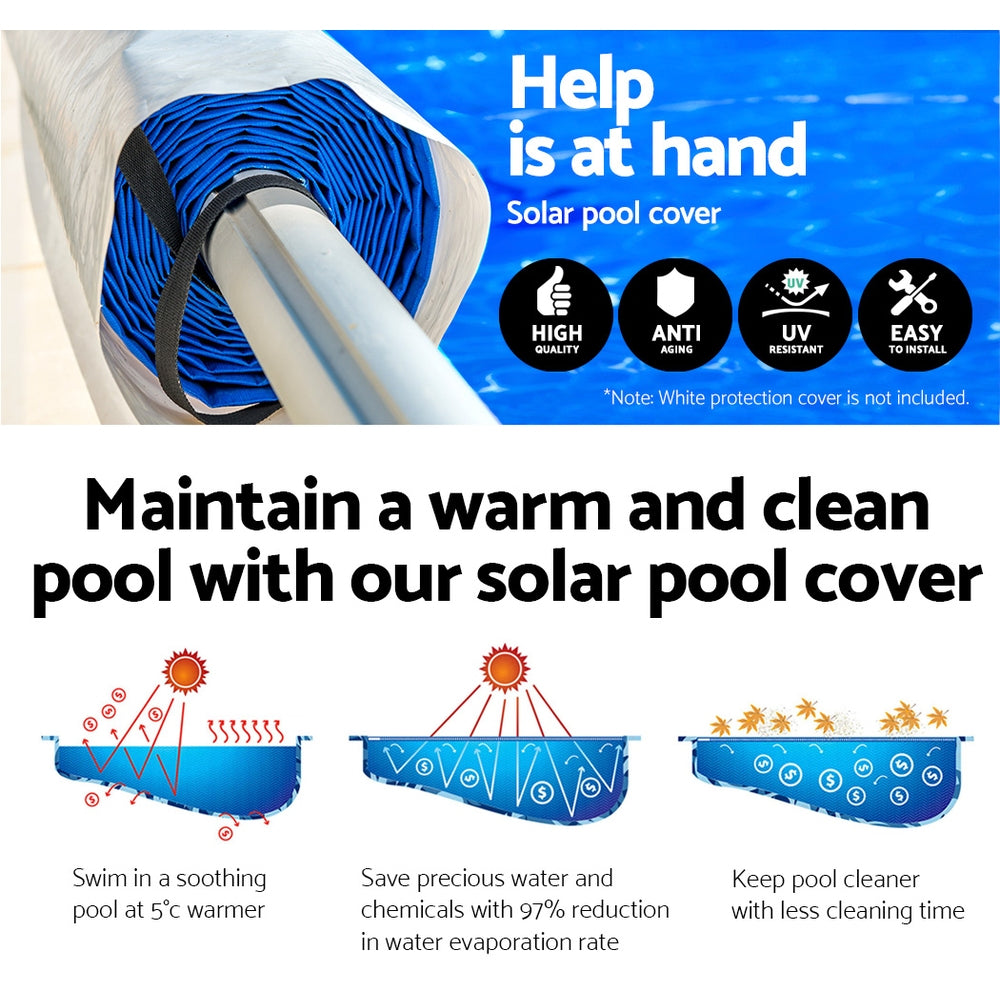 Aqua buddy Solar Swimming Pool Cover Blanket Bubble Roller Adjustable 8 X 4.2M