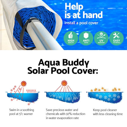 Aqua buddy Solar Pool Cover Roller Swimming Pools Wheel Blanket 500 Micron 8X4.2M