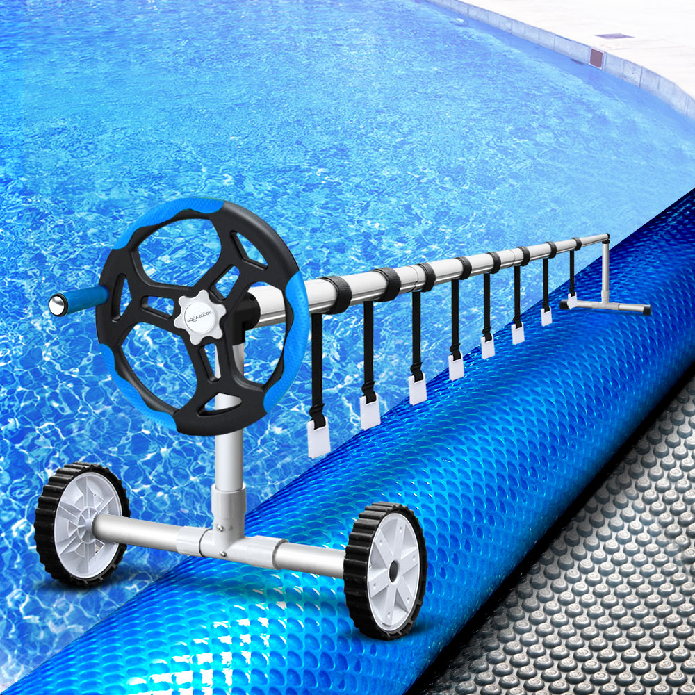 Aqua buddy Solar Pool Cover Roller Swimming Pools Wheel Blanket 500 Micron 8X4.2M
