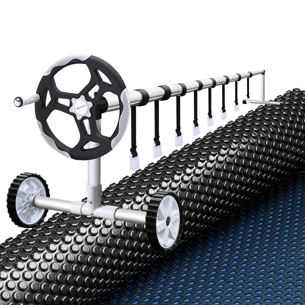 Aqua Buddy Pool Cover 600 Micron 8.5x4.2m w/ Roller 5.55m Swimming Pools Black Solar Blanket