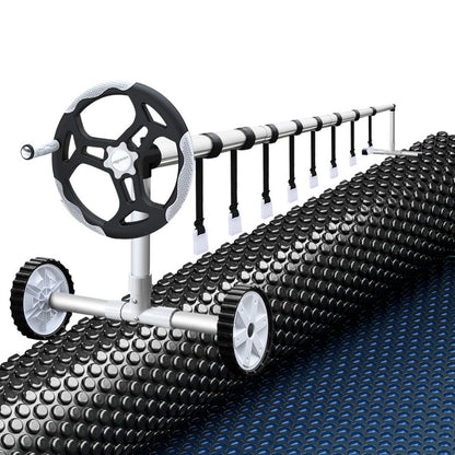 Aqua Buddy Pool Cover 600 Micron 9.5x5m w/ Roller 5.55m Swimming Pools Black Solar Blanket