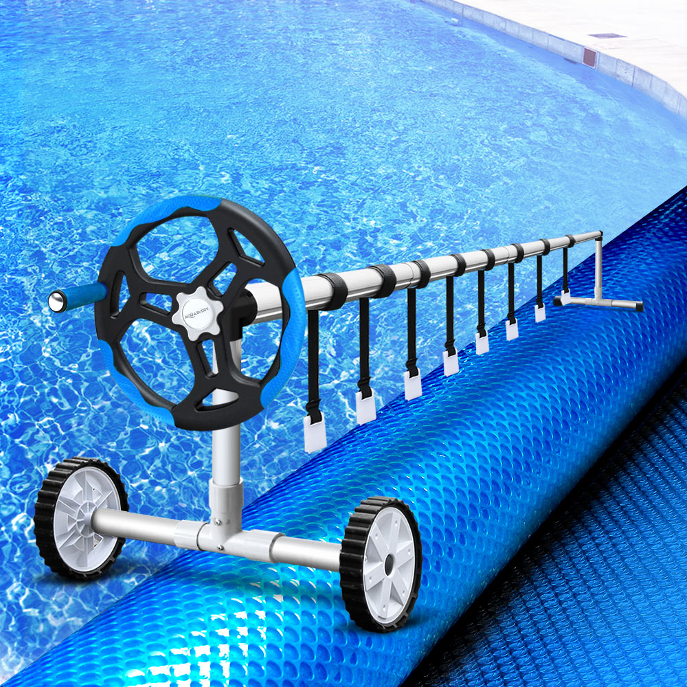 Aqua buddy Swimming Pool Cover Pools Roller Wheel Solar Blanket 500 Micron 9.5X5M