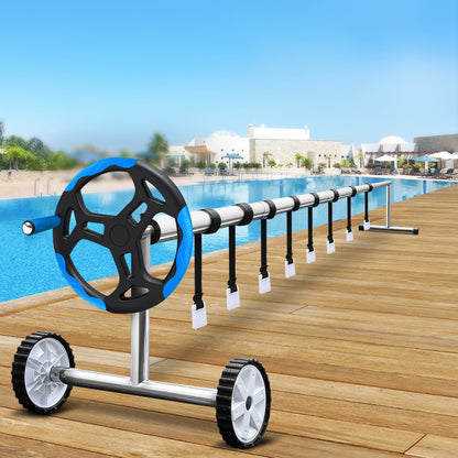 Aqua buddy Swimming Pool Cover Roller Reel Adjustable Solar Thermal Blanket Blue