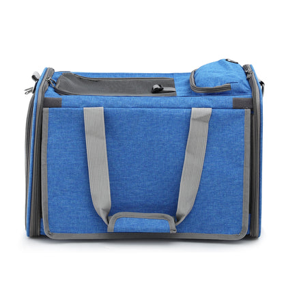 i.Pet Pet Carrier Bag Foldable Dog Cat Durable Crate Travel Cage Portable Car Kennel Blue