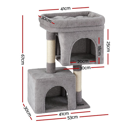 i.Pet Cat Tree 67cm Tower Scratching Post Trees Scratcher Condo House Light Grey - Factory Direct Shop