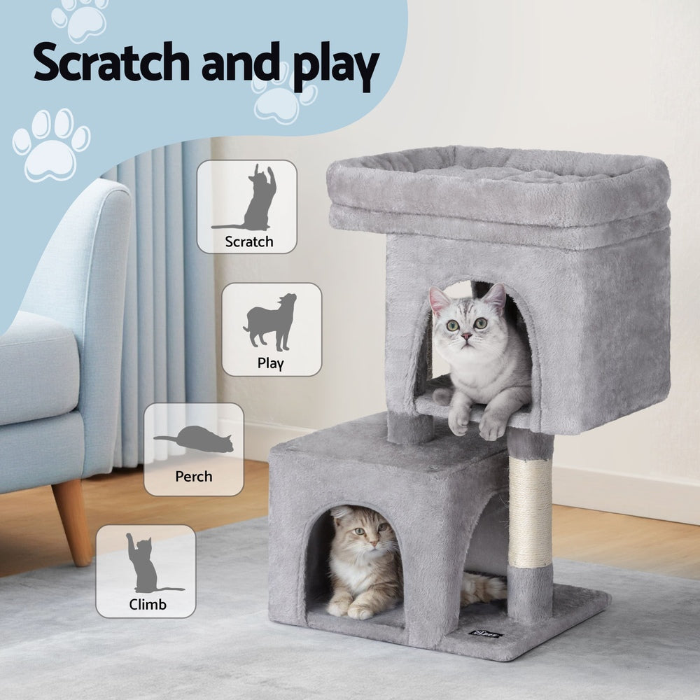 i.Pet Cat Tree 67cm Tower Scratching Post Trees Scratcher Condo House Light Grey - Factory Direct Shop
