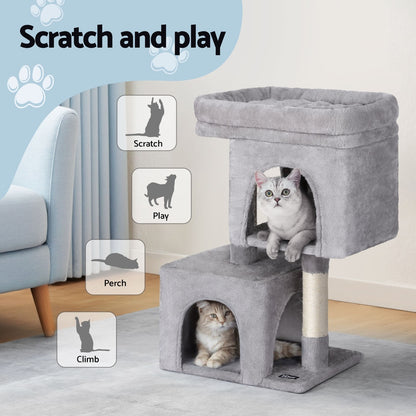 i.Pet Cat Tree 67cm Tower Scratching Post Trees Scratcher Condo House Light Grey - Factory Direct Shop