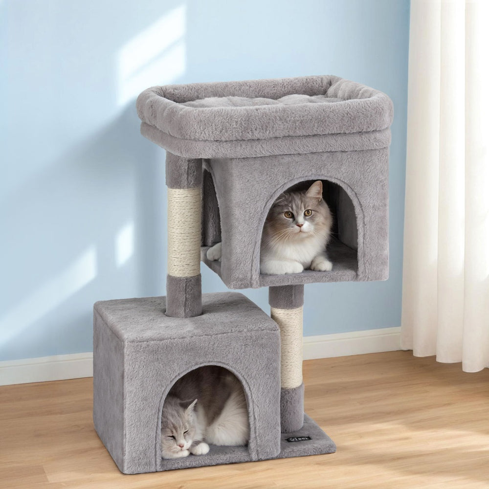 i.Pet Cat Tree 67cm Tower Scratching Post Trees Scratcher Condo House Light Grey - Factory Direct Shop