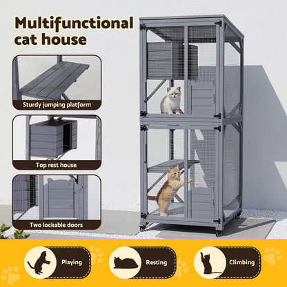 i.Pet Cat House Wooden 180cm Rabbit Hutch Pet Condo Small Dog Enclosure Cage - Factory Direct Shop