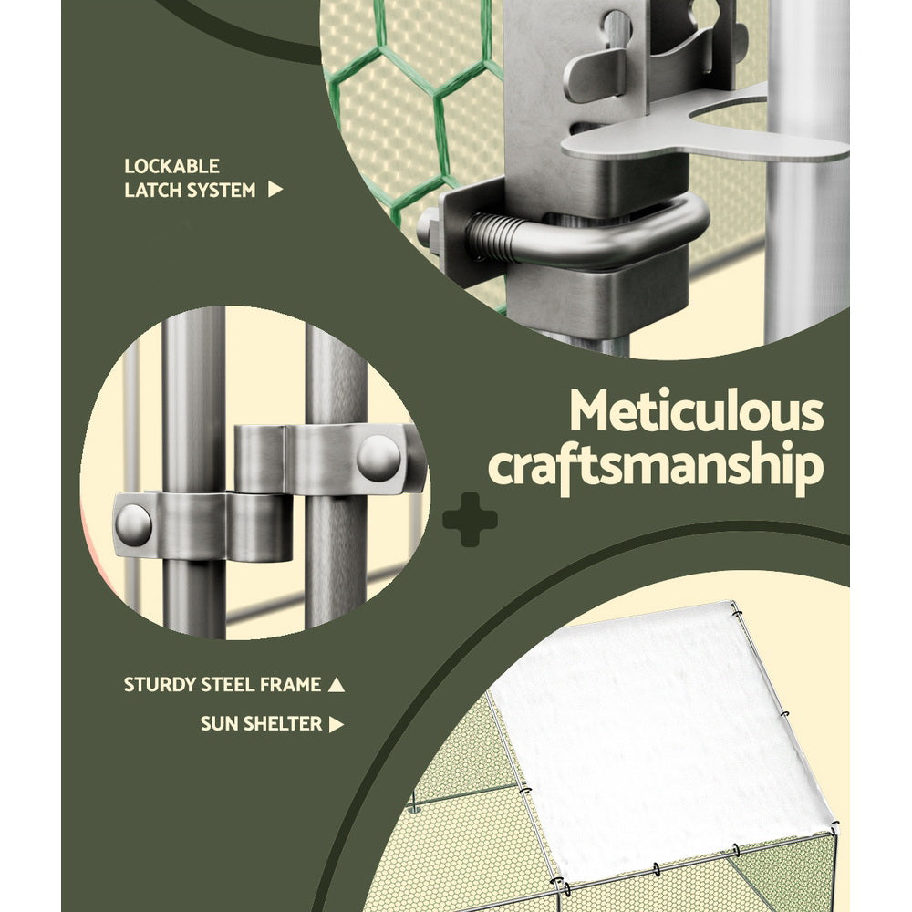 i.Pet Chicken Coop Cage 3mx8mx2m Galvanised Steel