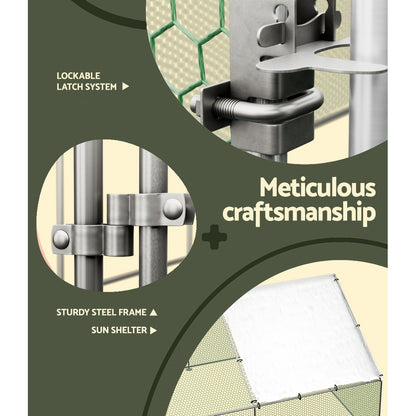 i.Pet Chicken Coop Cage 3mx8mx2m Galvanised Steel