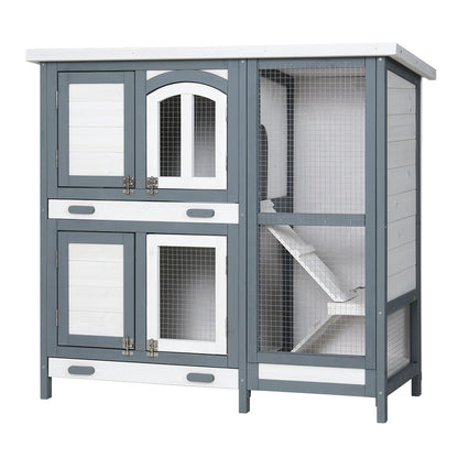 i.Pet Rabbit Hutch Chicken Coop 98cm x 45cm x 92cm Chicken Coop Large Wooden House Run Cage Outdoor