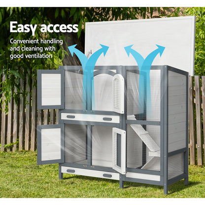 i.Pet Rabbit Hutch Chicken Coop 98cm x 45cm x 92cm Chicken Coop Large Wooden House Run Cage Outdoor