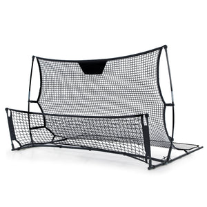 A portable Everfit soccer rebounder net with a powder-coated steel frame and a high-density PE net.