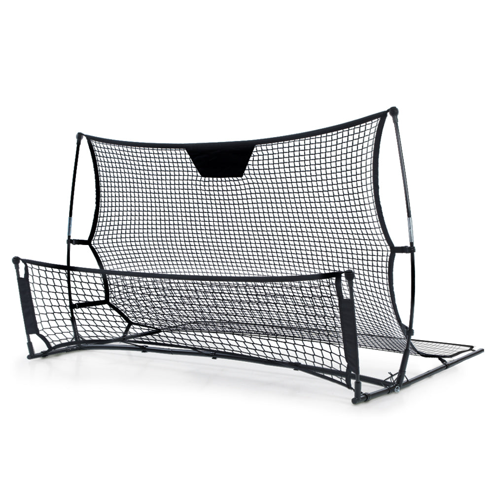 A portable Everfit soccer rebounder net with a powder-coated steel frame and a high-density PE net.
