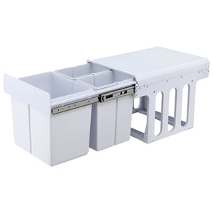 Cefito Pull Out Bin Kitchen Triple Slide Garbage Rubbish Bins Basket White 31L