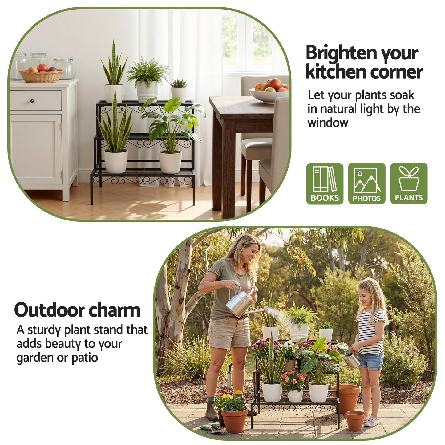 Artiss Plant Stand 3 Tier Metal Corner Plant Shelf Multiple Flower Holder Rack