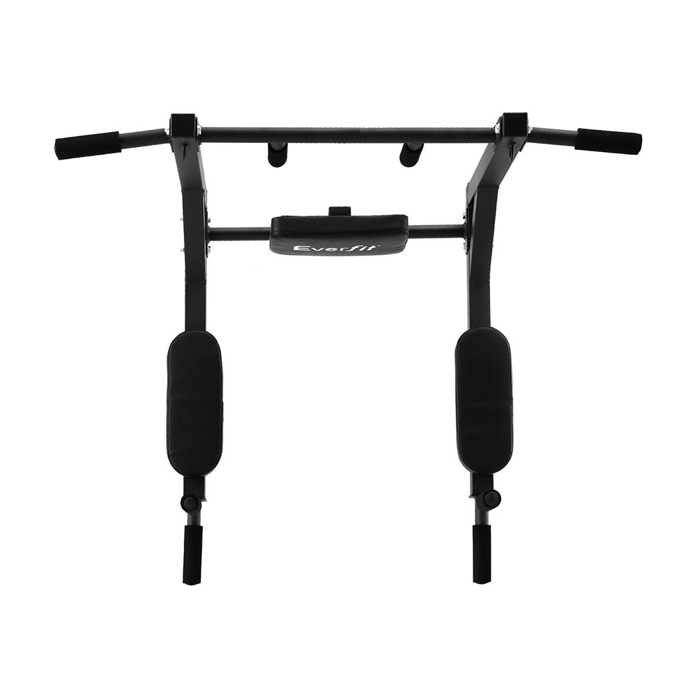 Black pull-up bar with Everfit branding on a white background
