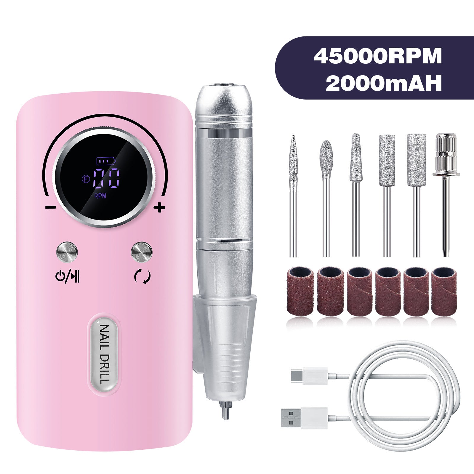45000 RPM Professional Rechargeable Electric Nail Drill

Achieve salon-quality manicures and pedicures at home with this high-performance, rechargeable electric nail drill. With a maximum speed of 45000 RPM and adjustable settings, this drill is ideal for precise shaping, filing, buffing, and the removal of acrylics and gel polish.