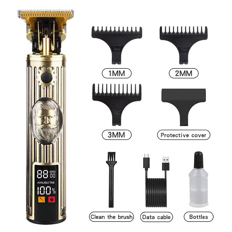 Professional Vintage Beard Design Hair Trimmer

Elevate your grooming routine with this&nbsp;Professional Vintage Beard Design Hair Trimmer. Featuring a striking metal body with an engraved bearded man design and an advanced digital display, this trimmer combines style with precision for professional-quality grooming.