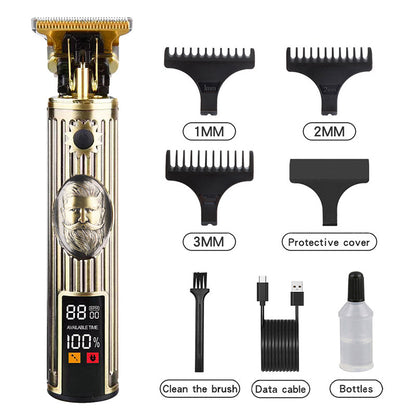 Professional Vintage Beard Design Hair Trimmer

Elevate your grooming routine with this&nbsp;Professional Vintage Beard Design Hair Trimmer. Featuring a striking metal body with an engraved bearded man design and an advanced digital display, this trimmer combines style with precision for professional-quality grooming.