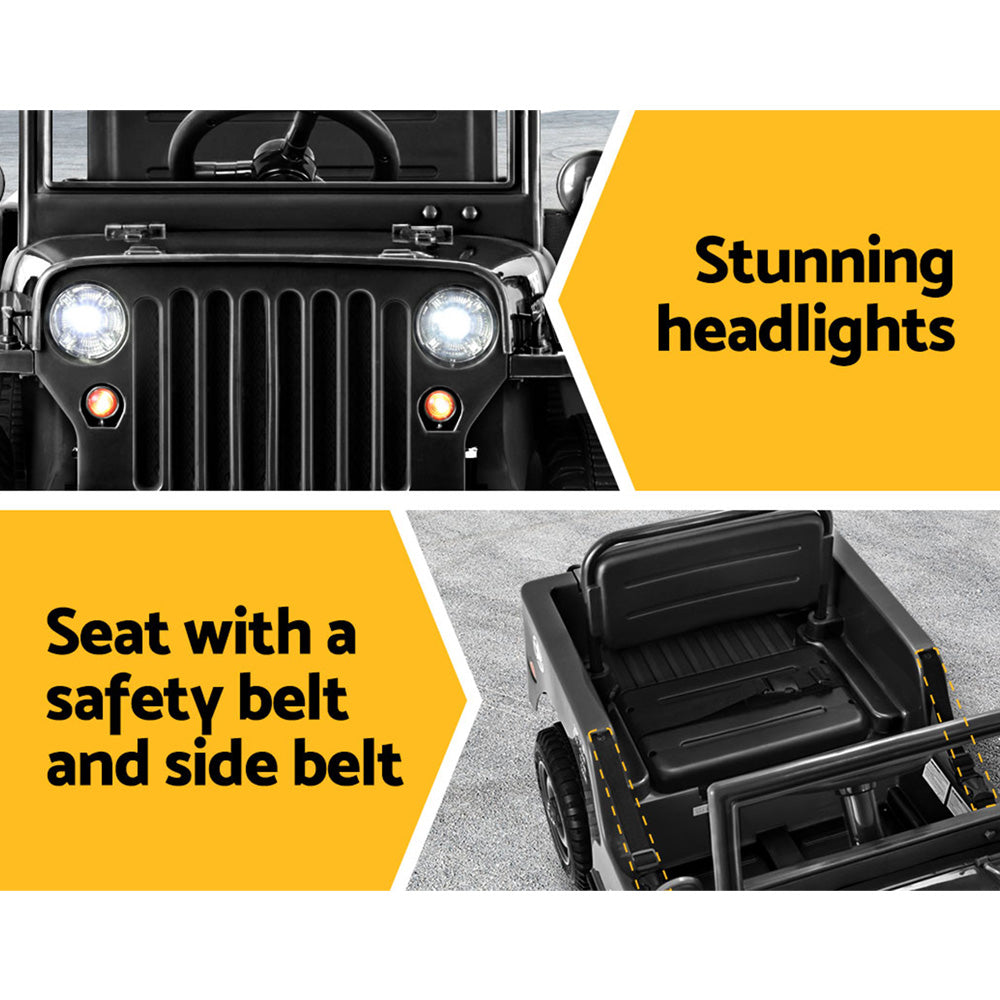 Close-up of a vehicle's front with headlights and a safety belt, set against a yellow and gray background.