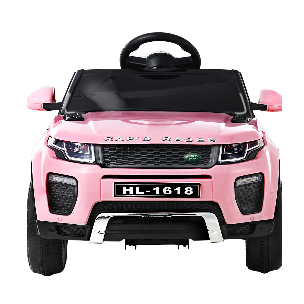 Pink toy car with 'Rapid Racer' branding on a white background