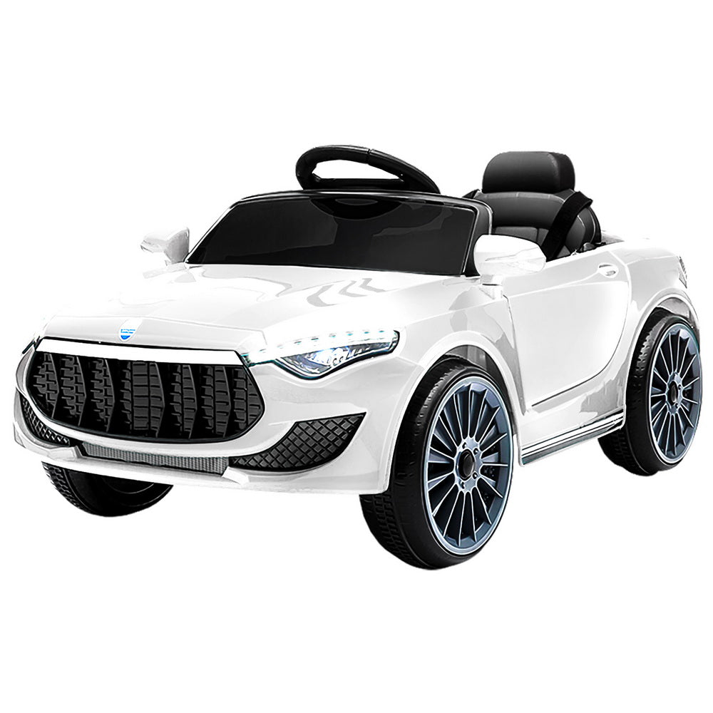 White toy car with black interior on a white background