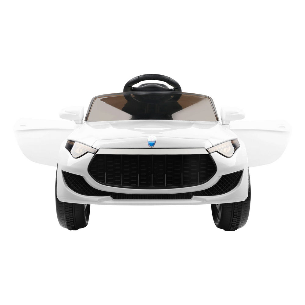 White toy car with black interior on a white background