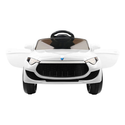 White toy car with black interior on a white background