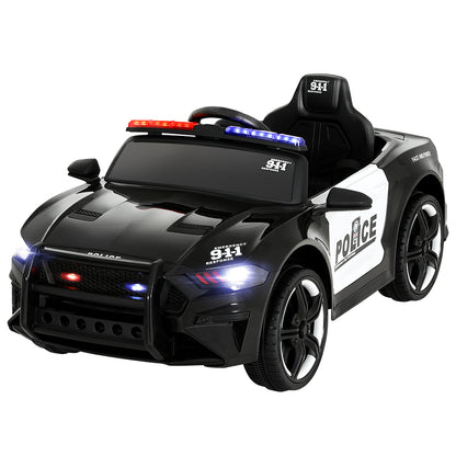Children's toy police car with lights and sirens on a white background